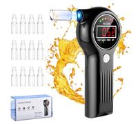 Etievort Etilometro Portatile Certificato, Alcolometro ad Alta Precisione con 12 Bocchini, Alcol Test Professionale con Display LCD Digitale,Test Alcolemico Portatile per Uso Domestico e per Feste