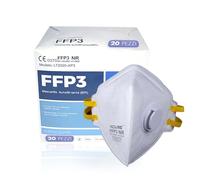 ETIK | 20 x Mascherine FFP3 con valvola, Elastici alla nuca, FFP3 certificate ce, maschera filtrante respiratoria ffp3 - Scatola da 20 pz. (Modello precedente - non più disponibile)