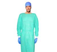 ETIK | Camici visitatore monouso GRANDI QUANTITATIVI, TNT 25 gr. Polsini in Cotone, (10pz), camice tnt idrorepellente Colore Verde, camici usa e getta monouso, camici monouso medici