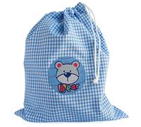 ETIKIDS Sacca asilo Azzurro. Zaino di corda in tessuto ideal per riporrepanini, frutta, biscotti, giocattoli. Sacca per bambini lavabile. Borsa merenda 24 x 29 cm