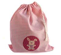 ETIKIDS Sacca asilo Rosa. Zaino di corda in tessuto ideal per riporrepanini, frutta, biscotti, giocattoli. Sacca per bambini lavabile. Borsa merenda 24 x 29 cm