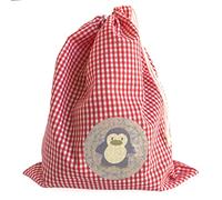 ETIKIDS Sacca asilo Rosso. Zaino di corda in tessuto ideal per riporrepanini, frutta, biscotti, giocattoli. Sacca per bambini lavabile. Borsa merenda 24 x 29 cm