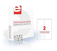etilaser 30900056 - Set di 2 etichette 500 fogli/Scatola A4 105 x 292 mm