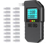 Etilometro con 10 bocchini, nero (B) | Retroilluminazione LCD, valori chiari in secondi, facile da usare, ideale per i controlli notturni