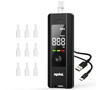 Etilometro Portatile Certificato Alcol Test : Alcoltest Professionale Italiano di Alta Precisione Due metodi di Prova - Test Alcolemico Respiratorio Ricaricabile USB C Display LCD Digitale 10 Bocchini