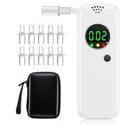 Etilometro Portatile Certificato, Alcol Test con Display LCD a Colori Digitali, Etilometro per Uso Domestico e Professionale, Codice Della Strada, Tester di Alcol con Bocchetti di 10 Pezzi (Bianco)