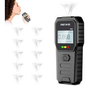 Etilometro Portatile Certificato, Alcol Test Professionale con Display Digitale LCD, Chip ad Alta Sensibilità e 10 Bocchini , Precisione di Grado, Misuratore Alcolico per Uso Domestico e Personale