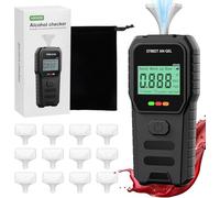 Etilometro Portatile Certificato, Alcoltest di Alta precisione con 10 Bocchini, 1 Custodia, Display Digitale LCD, Etilometro Professionale per Alcol Test per Uso Domestico(Batterie Non Incluse)