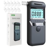 Etilometro Portatile Certificato per Alcol Test, Misuratore di Alcol Professionale Digitale, Sensore Semiconduttore, Display LCDigitale, Misurazione Rapida e Accurata, con 10 Beccucci