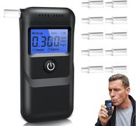 Etilometro Portatile Certificato Portatile: Etilometro Professionale Alcol Test con Display LCD Digitale, Precisione di Grado, Etilometro Portatile Personale per Uso Domestico Incluir 10 Boccagli