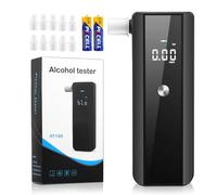 Etilometro professionale, etilometro portatile con display LCD digitale, con 10 bocchini, precisione di misurazione 0,01BAC%, tester di alcool professionale ad alta precisione