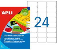 Etiquetas Apli fluorescentes amarillo 64 x 33,9 mm. (20 hojas)