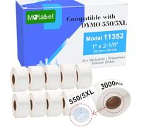 Etiquetas Molabel - 10 tende a rullo (con chip RFID), compatibili con Dymo S0722520 11352, Tamaño 25 mm x 54 mm, compatibili con las impresoras Dymo LabelWriter 550, 500 etiquetas por rollo.