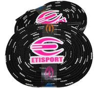 ETISPORT Coppia di Lacci Piatti Professionali, ideali per Hockey, Stivali da Ghiaccio e Pattinaggio su Linea. Robusti, con lunghezza di 3 metri | 118 in ciascuno. (Nero)