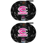 ETISPORT Coppia di Lacci Piatti Professionali, ideali per Hockey, Stivali da Ghiaccio e Pattinaggio su Linea. Robusti, con lunghezza di 3 metri | 118 in ciascuno. (Nero)