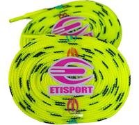 ETISPORT Coppia di Lacci Piatti Professionali, ideali per Hockey, Stivali da Ghiaccio e Pattinaggio su Linea. Robusti, con lunghezza di 3 metri | 118 in ciascuno. (Giallo Fluor)