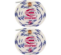 ETISPORT Coppia di Lacci Piatti Professionali, ideali per Hockey, Stivali da Ghiaccio e Pattinaggio su Linea. Robusti, con lunghezza di 3 metri | 118 in ciascuno. (Blanco-Macchie Blu)