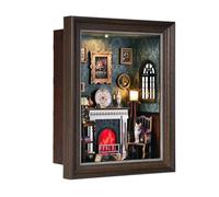ETKVR Book Nook Kit, Libreria a Forma di Cornice, Kit per Casetta Delle Bambole in Miniatura da Fissare Alla Parete, Modello di Puzzle 3D in Legno Fai da Te per Decorare La Libreria - Fireplace