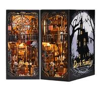 ETKVR Kit Book Nook per Adulti, Modello DIY Book Nook, Puzzle 3D in Legno Fermalibri Booknook Miniatura Casa delle Bambole per Inserto Libreria Decorazione Casa - Dark Family