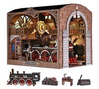 ETKVR Kit Book Nook per Adulti, Modello DIY Book Nook, Puzzle 3D in Legno Fermalibri Booknook Miniatura Casa delle Bambole per Inserto Libreria Decorazione Casa - Train Repair Station