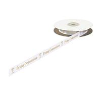 etm Formoso Nastro Doppio Raso da 1,5 cm con Scritta Prima Comunione in Oro Rotolo Bobina da 25 mt Bianco Fai da Te - Art DL1501