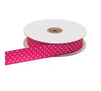 NASTRO NASTRI DOPPIO RASO POIS LARGHEZZA 25 MM LUNGHEZZA 50 METRI BIANCO ROSSO AVORIO GIALLO BLU VERDE TIFFANY ROSA CELESTE LILLA FUXIA (FUXIA BRILLANTE)