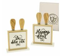 Etm Set Formaggio Legno Ceramica 13x18cm 2Pz Bomboniere