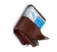 ETM® - Telone impermeabile con occhielli, protezione esterna e interno, impermeabile, impermeabile, resistente ai raggi UV, spessore 140 g/m², colore: marrone, ca. 3 x 5 m