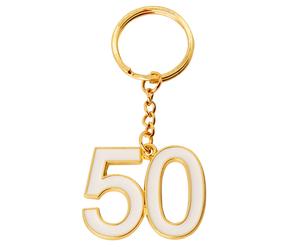 ETM Zama Portachiavi 50 Anni 4 Cm Bianco Gold 12 Pz