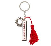 12 pz ciondolo zama smaltata laurea corona alloro tag INGEGNERIA 6 cm con portac