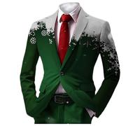 Etnico Boho Uomo Doppio Petto Retro Business Casual Giacca con Fronte Aperta (Verde, S)