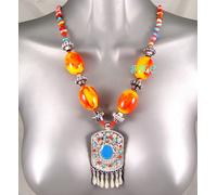 Etnico Ossie Luminoso Tribale Rétro Kuchi Africano Smalto Spesso Collana Grande