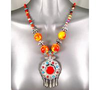 Etnico Ossie Luminoso Tribale Rétro Kuchi Africano Smalto Spesso Collana Grande