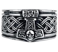 etNox hard and heavy Thor's Hammer Uomo Anello Colore Argento S Acciaio Inossidabile