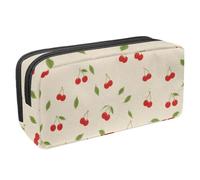 etoenbrc Astuccio per matite, sfondo giallo, con ciliegia, con cerniera, impermeabile, per ufficio, cancelleria, organizer per adolescenti, ragazze, adulti, studenti, Multicolore 1., Taglia unica,