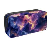 etoenbrc Astuccio per matite, viola con nuvole e fulmini, con cerniera, impermeabile, per ufficio, cancelleria per adolescenti, ragazze, adulti, studenti, Multicolore, Taglia unica, Astuccio