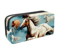 etoenbrc Astuccio portapenne con cerniera e motivo cavallo al galoppo del cielo, impermeabile, per ufficio, cancelleria per adolescenti, ragazze, adulti, studenti, Multicolore, Taglia unica, Astuccio