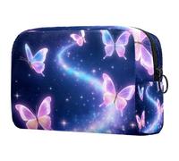 etoenbrc Beauty case viola con farfalle in crescita borsa da viaggio riutilizzabile borsa per cosmetici grande borsa da toilette per ragazze adolescenti donne 18,5 x 7,6 x 13 cm, Multicolore 1