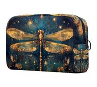 etoenbrc Borsa per il trucco con delfino e loto, con cielo stellato, borsa da viaggio riutilizzabile, borsa per cosmetici, grande borsa da toilette per adolescenti, ragazze, donne, 18,5 x 7,6 x 13 cm