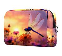 etoenbrc Borsa per il trucco con disegno di tartarughe in stile cartone animato, borsa da viaggio riutilizzabile per cosmetici, borsa da toilette grande per ragazze adolescenti donne 18,5 x 7,6 x 13