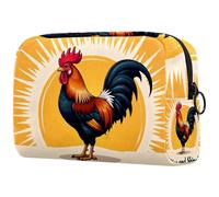 etoenbrc Borsa per il trucco con gallo rosso, borsa da viaggio riutilizzabile per cosmetici, borsa da toilette grande, per ragazze e donne, 18,5 x 7,6 x 13 cm, Multicolore 4., Taglia unica