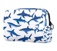 etoenbrc Borsa per il trucco con pittura di squali, borsa da viaggio riutilizzabile per cosmetici, borsa da toilette grande per ragazze adolescenti donne 18,5 x 7,6 x 13 cm, Multicolore 1., Taglia