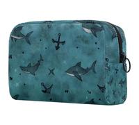 etoenbrc Borsa per il trucco con pittura di squali, borsa da viaggio riutilizzabile per cosmetici, borsa da toilette grande per ragazze adolescenti donne 18,5 x 7,6 x 13 cm, Multicolore 5., Taglia