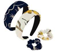 etoenbrc Confezione da 2 cerchietti larghi in poliestere e elastici per capelli, da donna, con crisantemo e ape, alla moda, antiscivolo, accessori per capelli per ragazze e donne