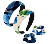 etoenbrc Confezione da 2 cerchietti larghi in poliestere e elastici per capelli, da donna, con mirtilli, alla moda, antiscivolo, accessori per capelli per ragazze e donne