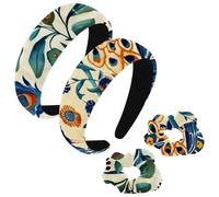 etoenbrc Confezione da 2 cerchietti larghi in poliestere e elastici per capelli, da donna, con pavoni, alla moda, antiscivolo, accessori per capelli per ragazze e donne