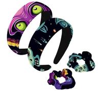 etoenbrc Confezione da 2 cerchietti larghi in poliestere e elastici per capelli, da donna, con strani alieni blu, alla moda, antiscivolo, accessori per capelli per ragazze e donne