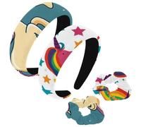 etoenbrc Confezione da 2 fasce larghe in poliestere e elastici per capelli, da donna, colorate, con unicorno, alla moda, antiscivolo, per ragazze e donne, accessori per capelli