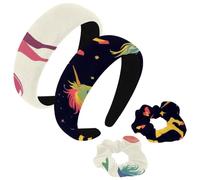 etoenbrc Confezione da 2 fasce larghe in poliestere e elastici per capelli, da donna, con unicorno e stella, alla moda, antiscivolo, accessori per capelli per ragazze e donne