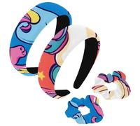 etoenbrc Confezione da 2 fasce larghe in poliestere e elastici per capelli, da donna, con unicorno, stella, alla moda, antiscivolo, accessori per capelli per ragazze e donne